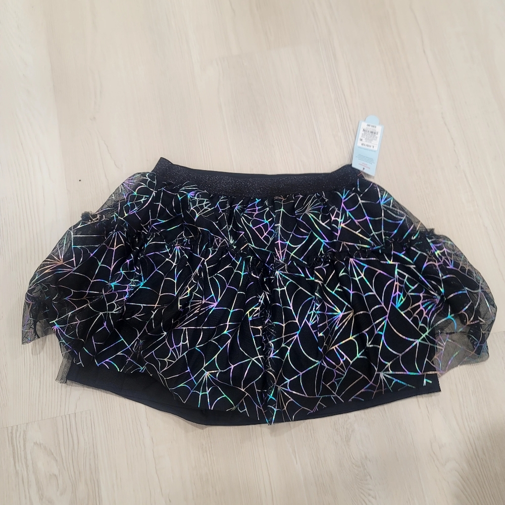 New Cat and Jack halloween spiderweb rainbow metallic tutu skirt size L - Picture 11 of 12